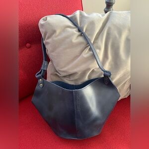 Portland Leather Goods Small Kangaroo Shoulder Bag in Cowboy Blue leather